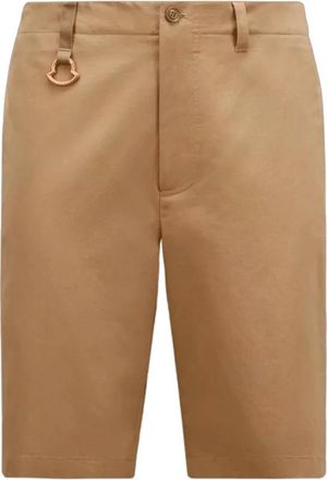 Moncler Beige Sable Gabardine Short Chino - Heren - Bermuda - Bruin - S - Katoen - Korte Broeken