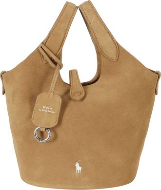 Polo Ralph Lauren Caramel Crossbody Bag With Hammered Finish And Double Handles