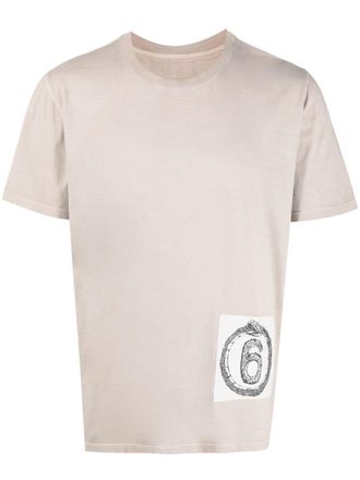 Maison Margiela T-shirt met logopatch - Beige