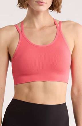 Zella Crossback Seamless Sports Bra in Coral Sharon at Nordstrom Rack, Size Medium