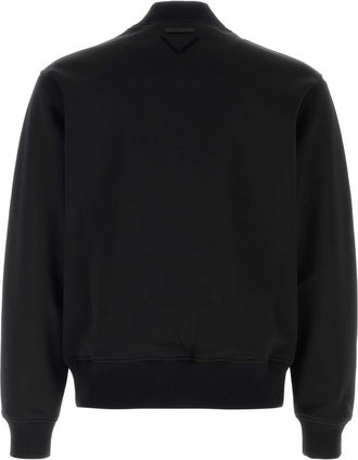 Prada Mens Stretch Polyester Bomber Jacket Black Elastane