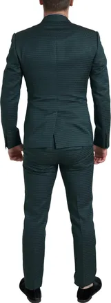 Dolce & Gabbana Mens Green 3 Piece Single Breasted Martini Suit Cotton