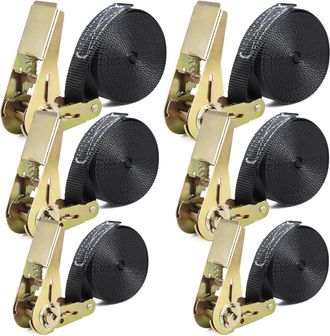 OEM Correas De Amarre De 6 Piezas, 25 Mm De Ancho, Capacidad De 1000 Kg, Mecanismo De Trinquete, Fibra De Poli&eacute;ster, Para Motocicleta, Bicicleta Y Camping