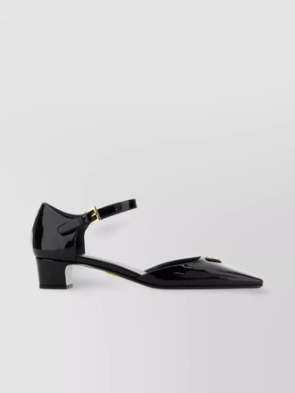 Prada leather pumps with ankle strap and pointed toe