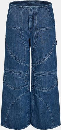 Off-white Womens Off White Low Waist Wide Leg Relaxed Fit Jeans in Blue - Size 30W/32L
