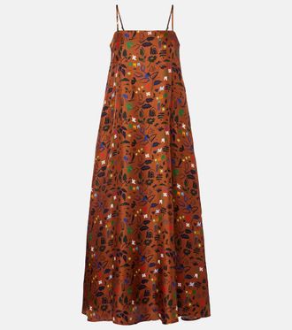 Asceno Melfi printed silk twill midi dress