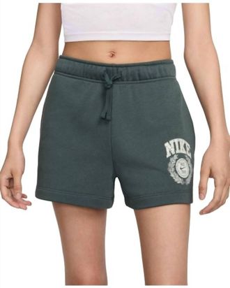 Nike Womens Regular Fit Sweat Short In Green