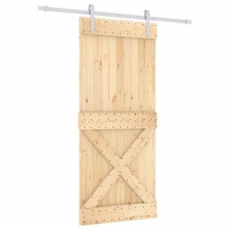 vidaXL Puerta Corredera Con Herrajes Madera Maciza De Pino 90x210 Cm Vidaxl
