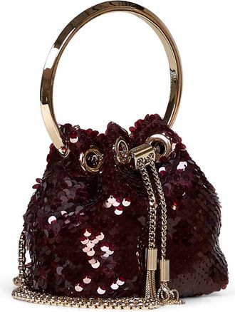 Jimmy Choo London Womens Handbag Micro Bon Bordeaux Polyester Bag