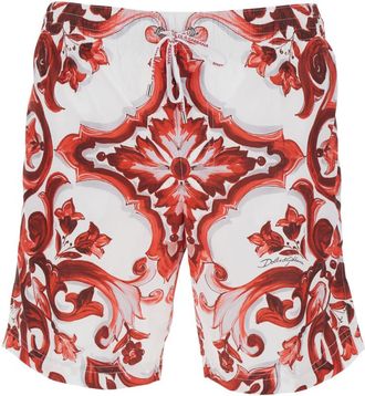 Dolce & Gabbana White Printed Swim Shorts