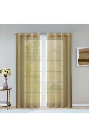 Dainty Home Sheer Set of 2 Panel Curtains in Coffee at Nordstrom Rack, Size 108X84