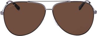 Ferragamo Dark Brown Pilot Unisex Sunglasses SF131S 067 60