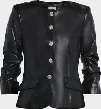 Cinq à Sept Chris Vegan Leather Scrunched Jacket