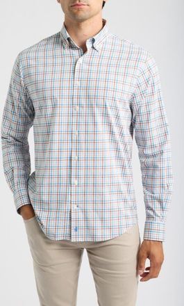 Johnnie-O Redwood Check Plaid Long Sleeved Button Down Shirt in Canyon at Nordstrom, Size Xx-Large
