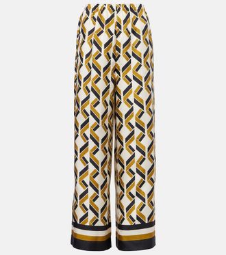 Eres Tube patterned silk twill wide-leg pants