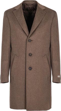 Canali Jassen, Heren, Bruin, M, Wol, Klassieke wollen jas voor mannen