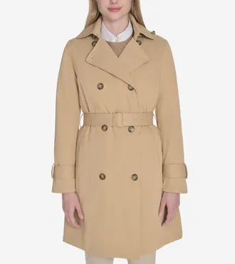 Cole Haan Womens Insulated Twill Trench Coat - Beige Size Medium