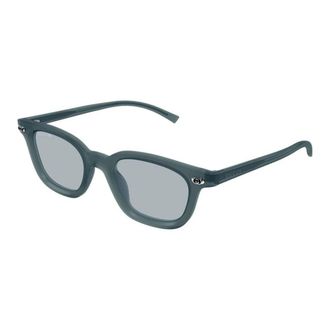 Gucci Ovale Zonnebril - Heren - Zonnebrillen - Blauw - 48 MM - Accessoires
