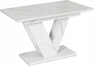 OEM Mesa Extensible Rectangular Clark De 120-160 Cm, M&aacute;rmol Blanco, Estilo Glamuroso