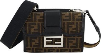 Fendi Cross Body Bags, male, Brown, ONE SIZE, Brown FF Jacquard Double Baguette Bag