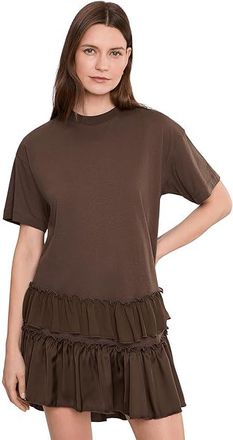 AllSaints Feyre Dress Womens Dress Bitter Brown : XS (US 00-0), Cotton
