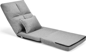 Costway Costway - Sof&aacute; De Suelo Con Respaldo Ajustable Silla Plegable Con Funci&oacute;n Reclinable Y Coj&iacute;n Lumbarde Asiento Meditaci&oacute;n Carga Hasta 100kg (gris)