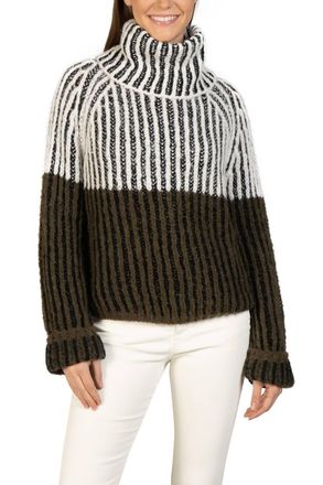 Love Token Daytona Turtleneck Sweater In Olive Multi