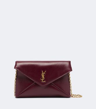 Saint Laurent Cassandre Small leather pouch with strap