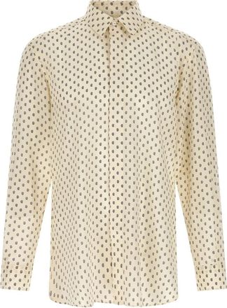 Tom Ford Crepe de Chine Paisley Print Fluid Fit Shirt - Heren - Casual Overhemden - Beige - L - Overhemden