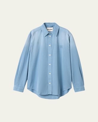 Miu Miu Old Cotton Twill Button-Down Top
