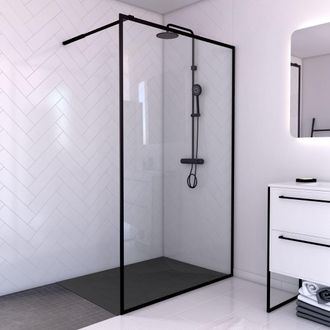Aurlane Aurlane - Mampara De Ducha 120x200cm -marco Y Barra De Soporte Negro + Plato De Ducha 120x80cm -contouring 120