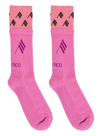 The Attico logo-detail patterned socks - Pink