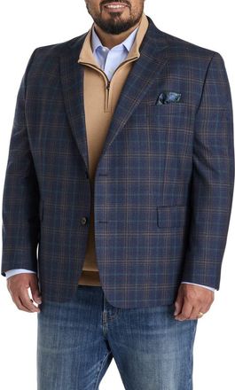 Tallia Orange Big & Tall Multi Plaid Sport Coat in Navy at Nordstrom, Size 58L