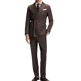 HUGO BOSS Hugo, Double Breasted Suits, male, Brown, Size: XL C-Huge-2Pcs-DB-262 Suit