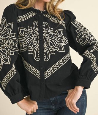 Merci Lanie Embroidered Top In Black