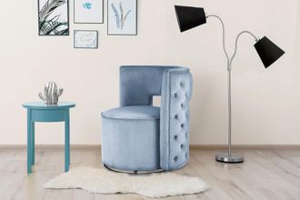 Kayoom Sessel »Drehsessel Beverly 125, drehbar, Gestell aus Eisen,samtige Oberfläch« 1 Stk. tlg. rund, glamourös, gesteppter Rücken, abgerundete,Drehsessel