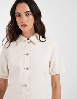 Asos Vestito camicia &eacute;cru-Bianco