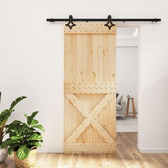 vidaXL Vidaxl - Puerta Corredera Con Herrajes Madera Maciza De Pino 85x210 Cm