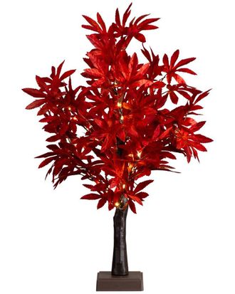Nearly Natural 2Ft. Pre-Lit Red Autumn Maple Artificial Fall Tree