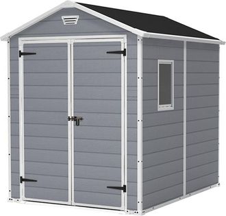Keter Caseta De Jard&iacute;n Manor 6x8 Cobertizo De Almacenamiento Exterior Madera Acero Metal Resina 186cmx237cmx227cm Wxdxh