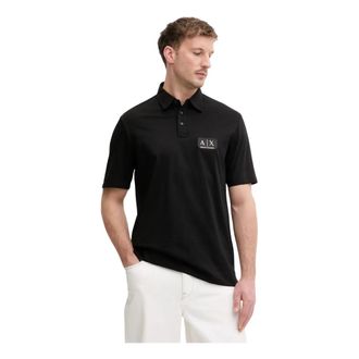 A|X Armani Exchange Polo shirt met logo-detail - Heren - Polos - Zwart - L - Katoen - Tops