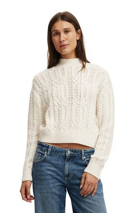 Cotton On Womens Boxy Mock Neck Knit Sweater in Porcelain at Nordstrom, Size Xx-Small