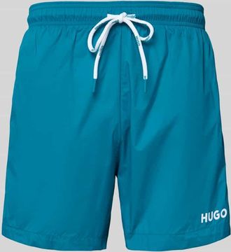 HUGO BOSS Badeshorts mit Label-Print Modell HAITI in Petrol, Gr&ouml;&szlig;e XXL