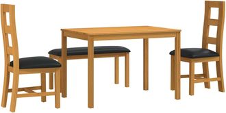 vidaXL Conjunto De Comedor 4 Uds. Negro Madera De Roble S&oacute;lido Vidaxl