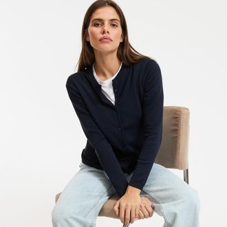 La Redoute Collections Vest met knoopsluiting, ronde hals, fijn tricot