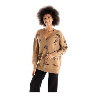 Akep V-neck Knitwear, female, Brown, XS, Mgkd11096 V-neck Knitwear