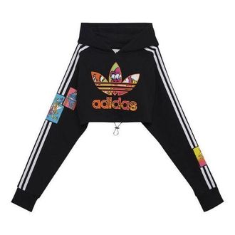 adidas (WMNS) adidas Originals x Jeremy Scott Cropped Hoodie Black Red H53361