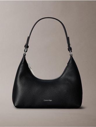 Calvin Klein Womens Embossed Logo Convertible Mini Shoulder Bag - Black