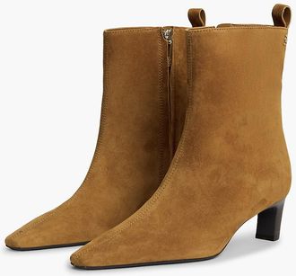 Tommy Hilfiger Womens Suede Kitten-Heel Ankle Boot - Ginger Clay - US 6.5 / EU 37