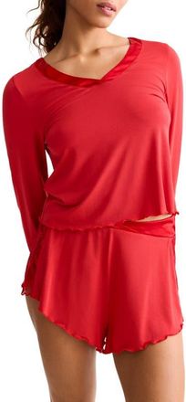 Fleur't Parisian Nights Lace Trim Short Pajamas in Sweet Red at Nordstrom, Size X-Large